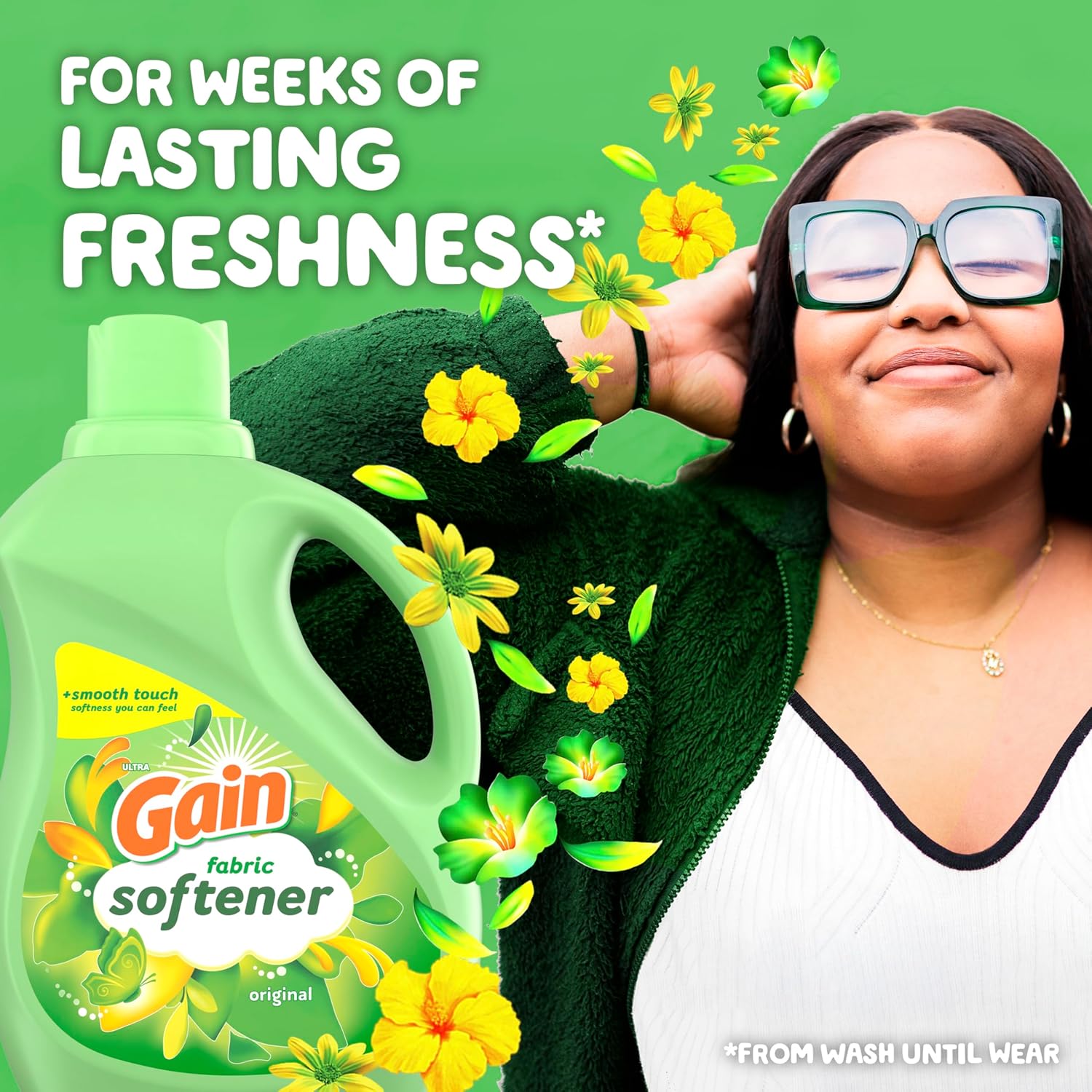 Gain Liquid Fabric Softener, Original Scent, 140 FL OZ LIQ., 190 Loads, Smooth Touch - softness you can feel