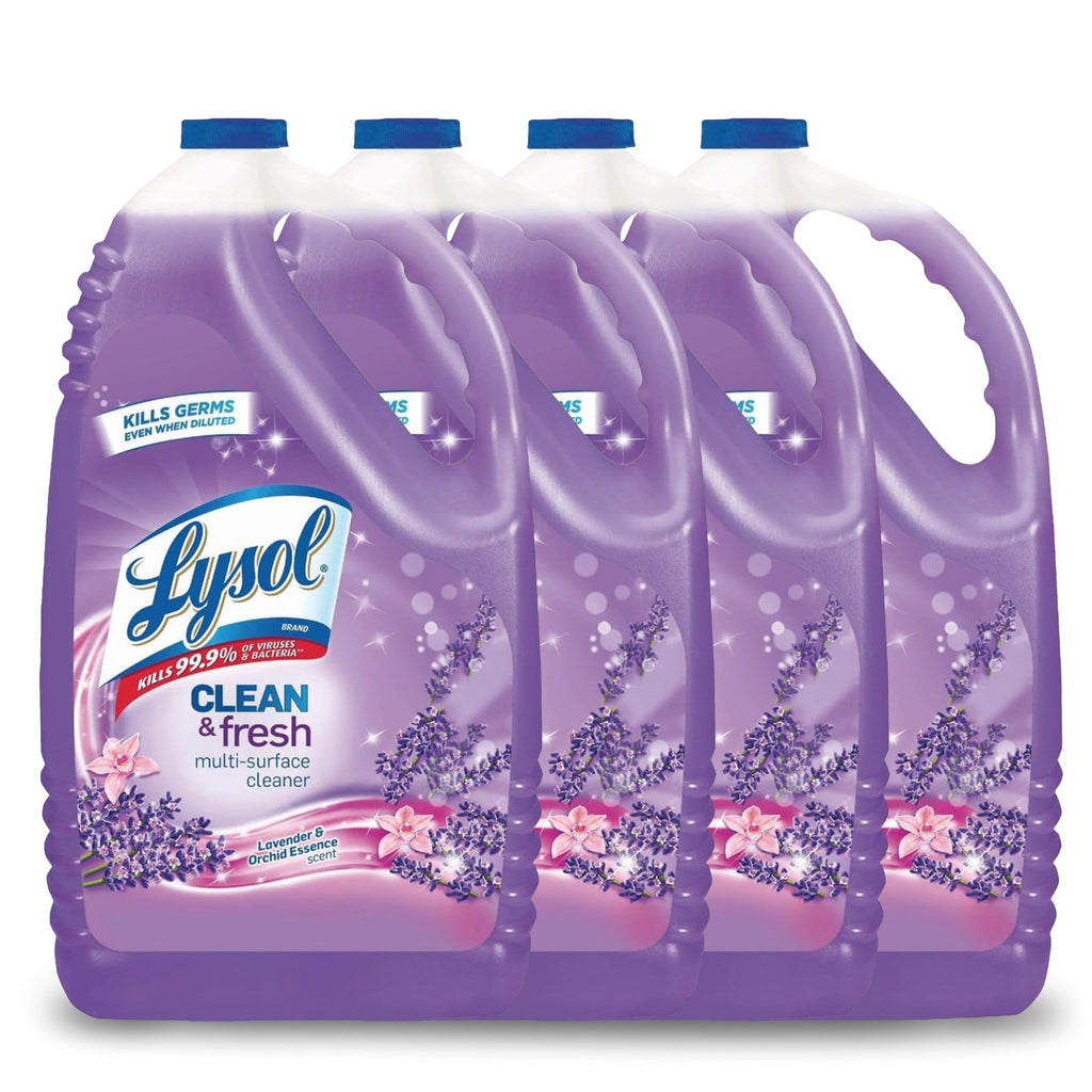 Lysol Multi-Surface Cleaner, Sanitizing and Disinfecting Pour, to Clean and Deodorize, Sparkling Lemon and Sunflower Essence, 144 Fl Oz