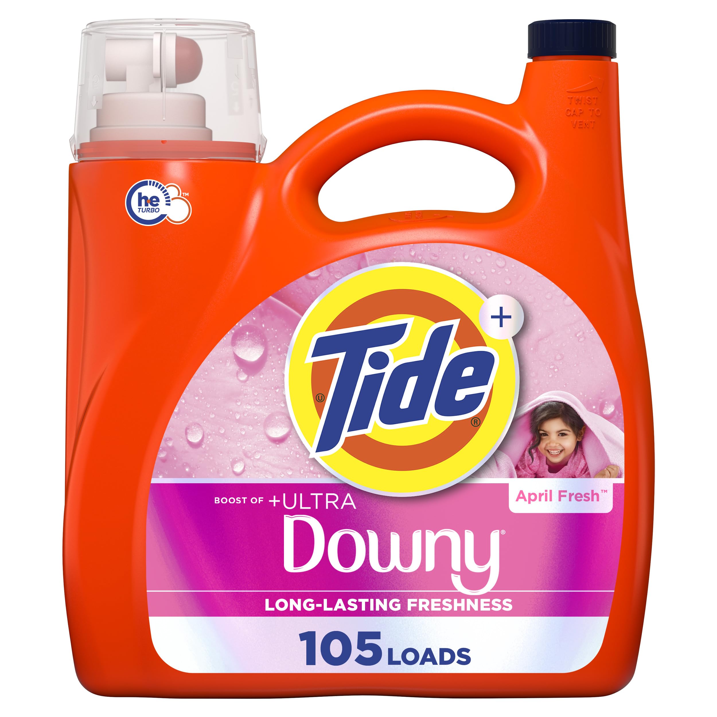 Tide Plus Boost of Ultra Downy Liquid Laundry Detergent, April Fresh Scent, 117 fl oz, 83 Loads, Laundry Detergent Liquid with Long-Lasting Freshness