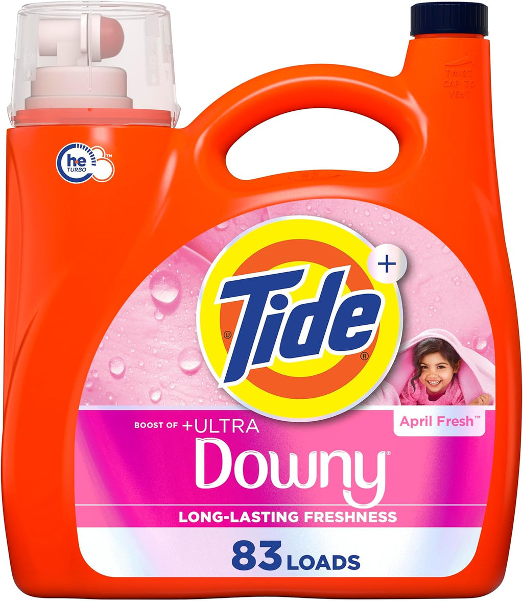 Tide Plus Boost of Ultra Downy Liquid Laundry Detergent, April Fresh Scent, 117 fl oz, 83 Loads, Laundry Detergent Liquid with Long-Lasting Freshness