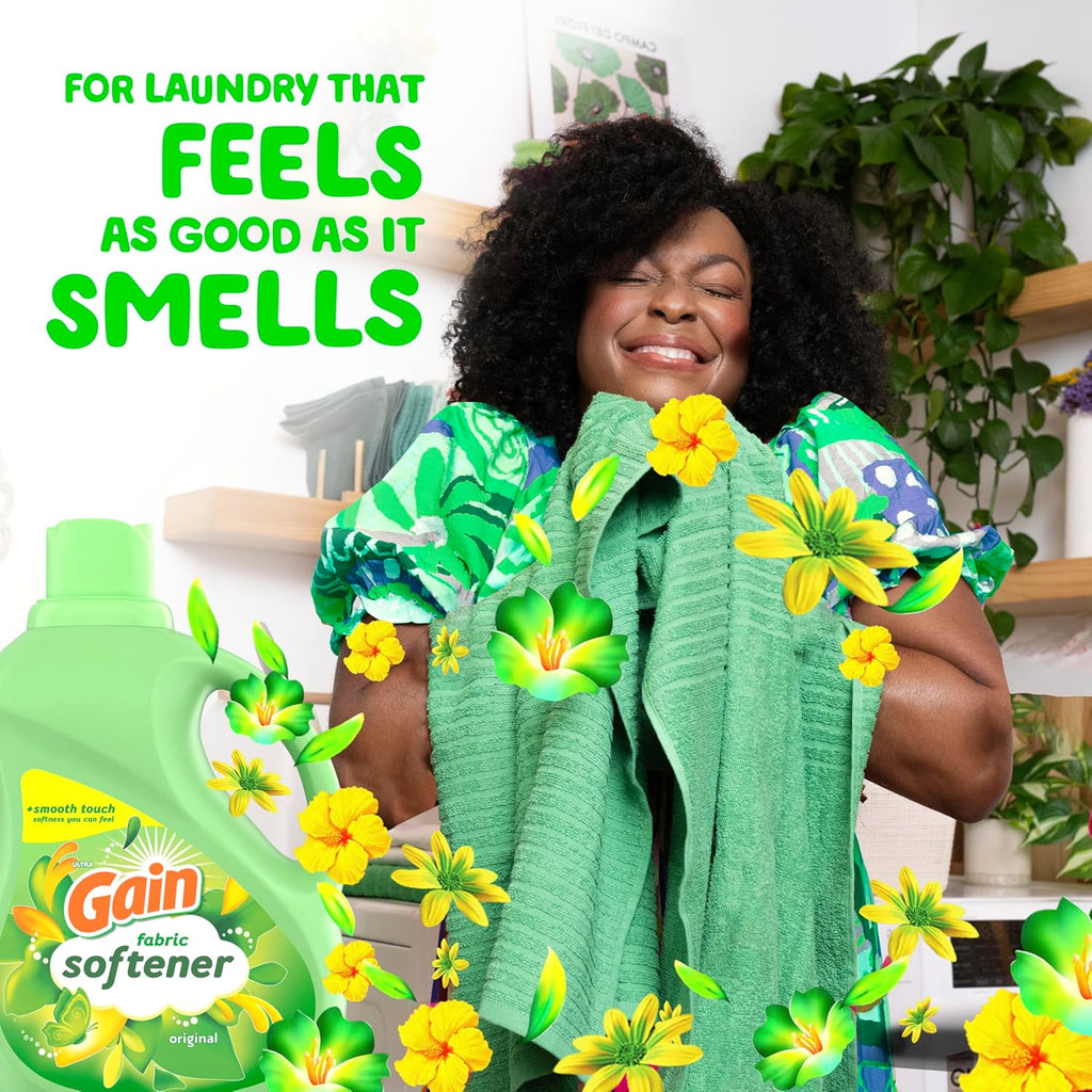 Gain Liquid Fabric Softener, Original Scent, 140 FL OZ LIQ., 190 Loads, Smooth Touch - softness you can feel