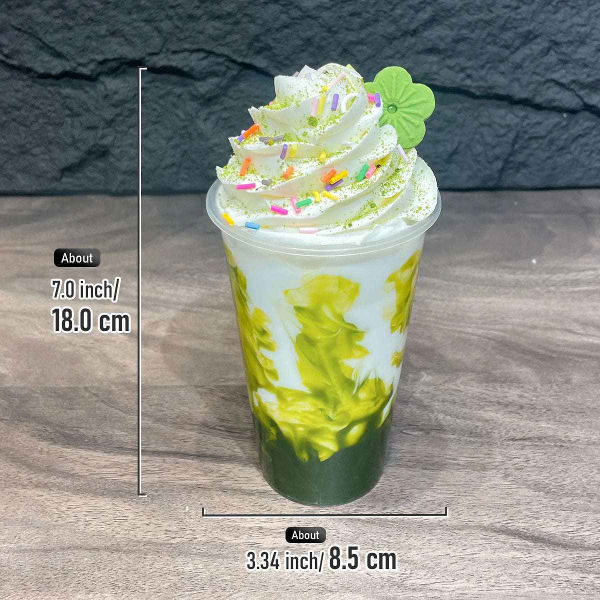 18cm Fake Bubble Milk Tea - Realistic Fruit Tea & Boba Drink Prop for Photography, Display, Prank, Party & Cafe Decor