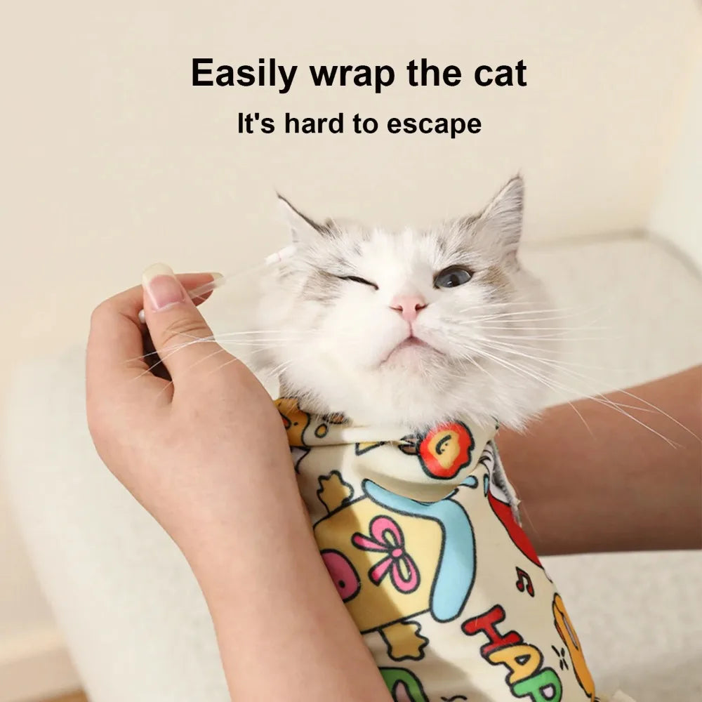 Self-Adherent Cat Grooming Swaddle Wrap 3-in-1 Anti-Bite Anti-Scratch Anti-Escape Burrito for Nail Clipping