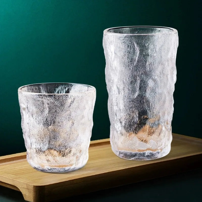 300ml/380ml Minimalist Style Glacier Cup Household Large Capacity Glass Cup Water Cup Drinking Glasses Tea Beverage Frosted Cups