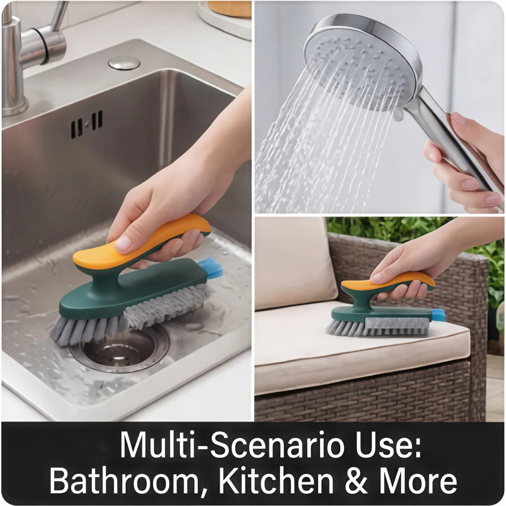 Multi-Surface Deep Gap Cleaning Brush - Flexible Scrubber for Bathroom Tiles, Grout, Corners & Toilets with Ergonomic Handle