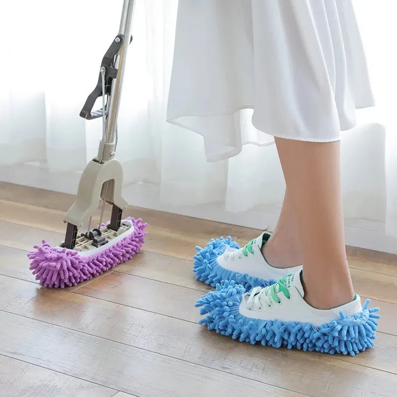 2pcs Dust Cleaner Grazing Slippers House Bathroom Floor Cleaning Mop Slipper Lazy Shoes Cover Chenille Duster Cloth