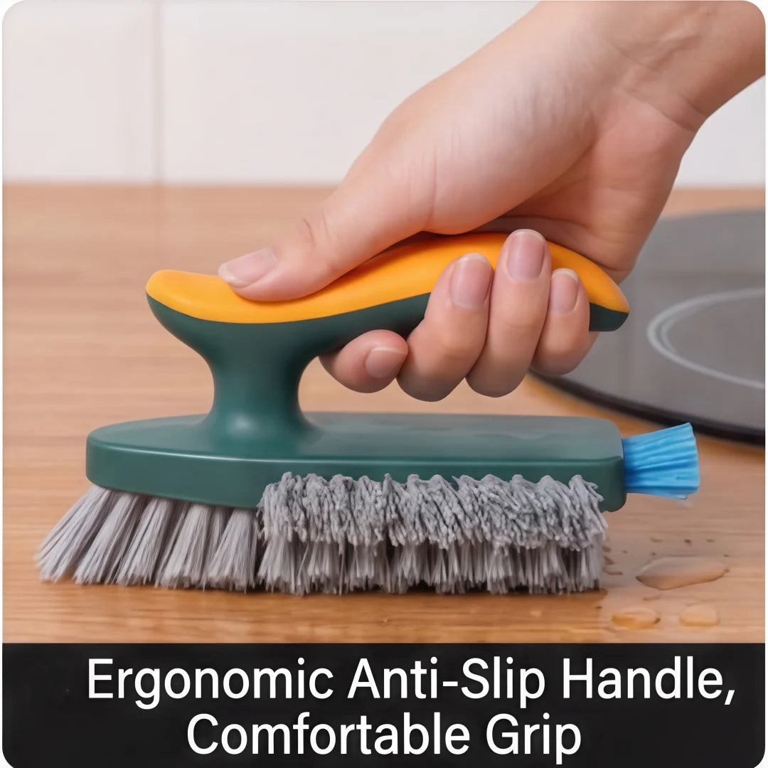 Multi-Surface Deep Gap Cleaning Brush - Flexible Scrubber for Bathroom Tiles, Grout, Corners & Toilets with Ergonomic Handle
