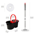 360° Spin Mop Bucket Sets with Wring System in 3 Microfiber Heads, Stainless Steel Basket 61" Extended Handle Floor Cleaning