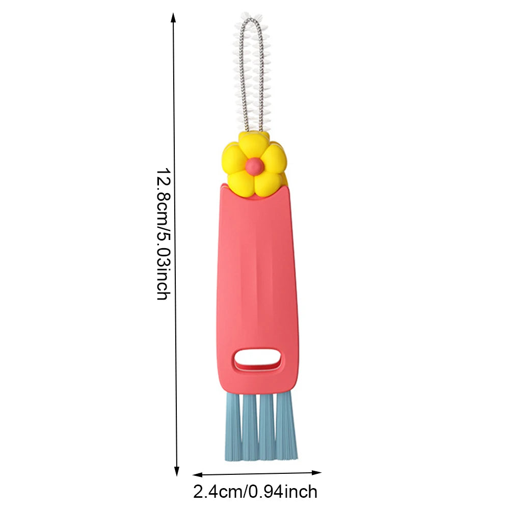 3 In 1 Bottle Brush Window  Brush Multifunctional Wine Glass Cleaner Brush Rotating Cup Lid Brush Kitchen Cleaning Tools