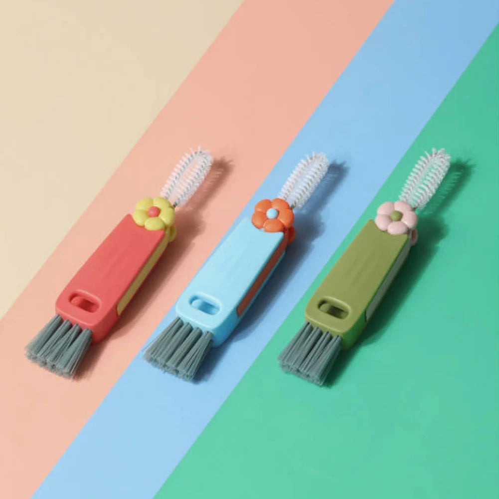 3 In 1 Bottle Brush Window  Brush Multifunctional Wine Glass Cleaner Brush Rotating Cup Lid Brush Kitchen Cleaning Tools