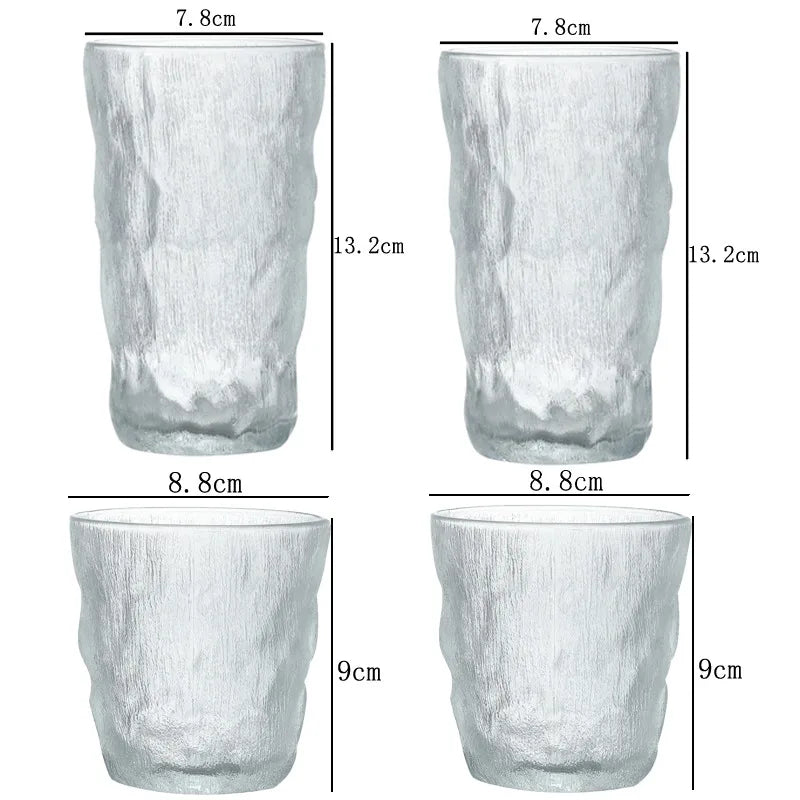 300ml/380ml Minimalist Style Glacier Cup Household Large Capacity Glass Cup Water Cup Drinking Glasses Tea Beverage Frosted Cups