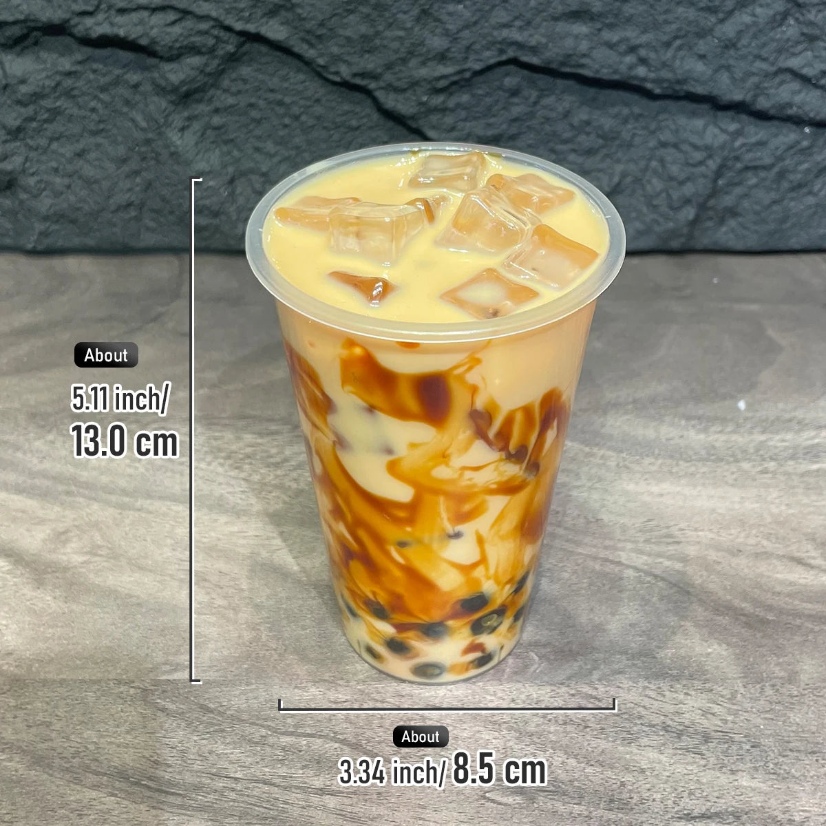 18cm Fake Bubble Milk Tea - Realistic Fruit Tea & Boba Drink Prop for Photography, Display, Prank, Party & Cafe Decor