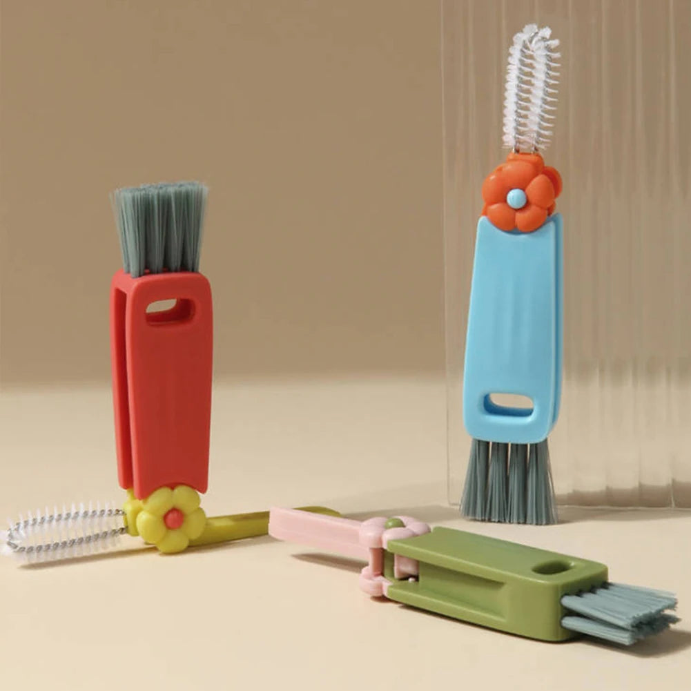 3 In 1 Bottle Brush Window  Brush Multifunctional Wine Glass Cleaner Brush Rotating Cup Lid Brush Kitchen Cleaning Tools